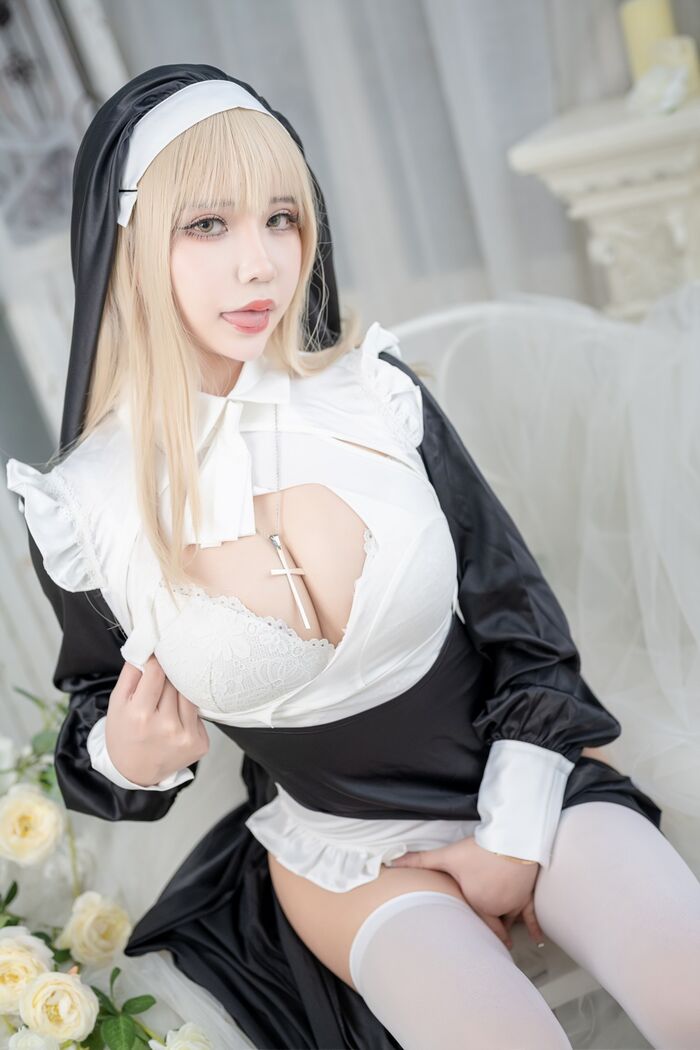 2D sister child embracing run Moko aa 生日特辑主题性感修女装 Half Dewy Go-Milk Leopard 纹遮点诱惑Photo 75P 14th image