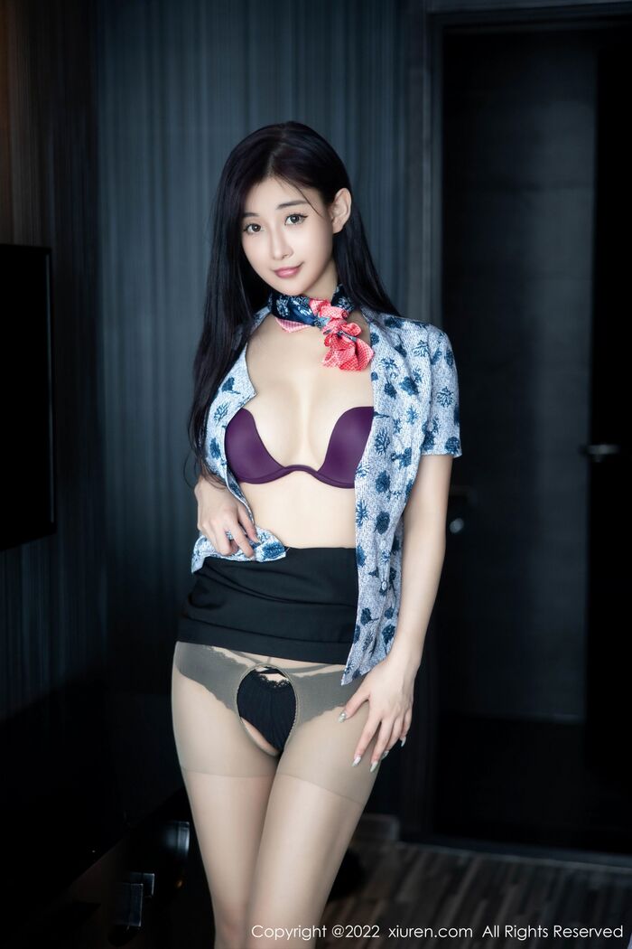 XiuRen第5618期_模特顾楚楚楚maily 脱性感空姐制服露紫色内衣配超薄黑丝诱惑Photo 87P 37th image