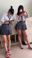 The thighs of a high school girl taken in the classroom by a classmate are very naughty ... Beautiful leg fetish image with a growing body that is too erotic