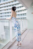 [XiaoYu画语界] Vol.877_模特林星阑性感露shoulder带图案连衣短配ultra-thin white 丝袜秀美腿迷人Photo 85P