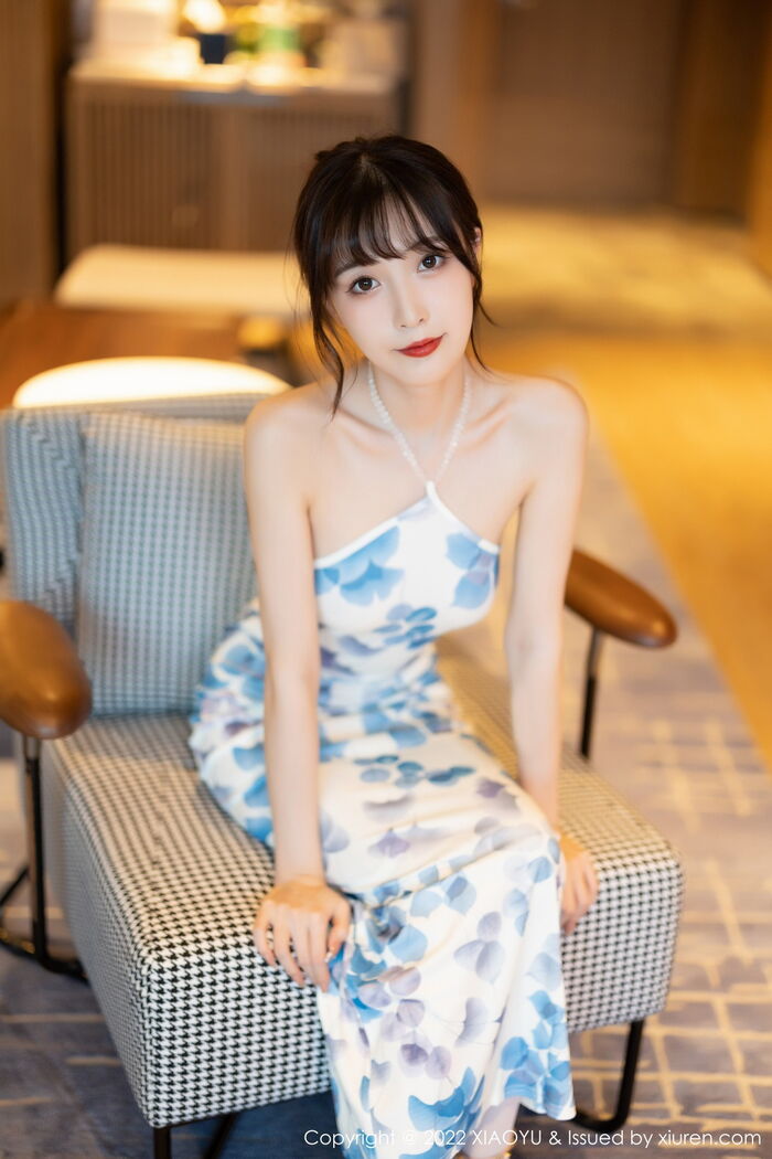 [XiaoYu画语界] Vol.877_模特林星阑性感露shoulder带图案连衣短配ultra-thin white 丝袜秀美腿迷人Photo 85P 11th image