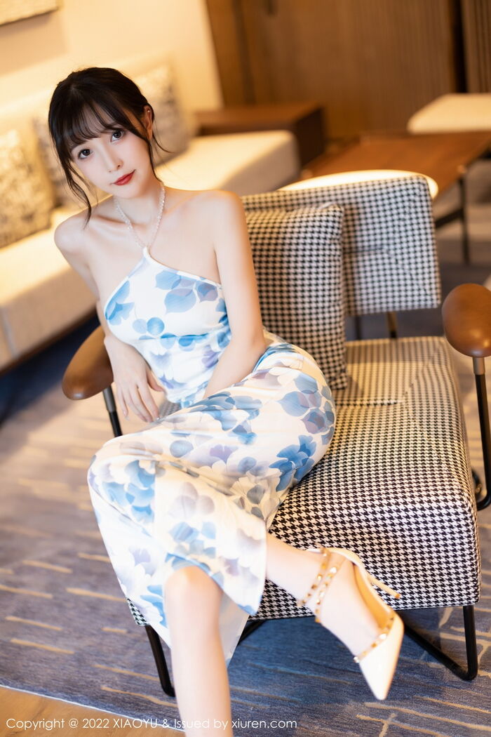 [XiaoYu画语界] Vol.877_模特林星阑性感露shoulder带图案连衣短配ultra-thin white 丝袜秀美腿迷人Photo 85P 16th image
