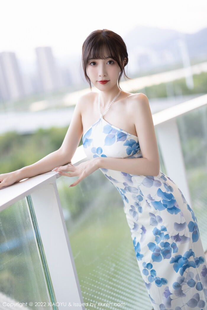 [XiaoYu画语界] Vol.877_模特林星阑性感露shoulder带图案连衣短配ultra-thin white 丝袜秀美腿迷人Photo 85P 6th image