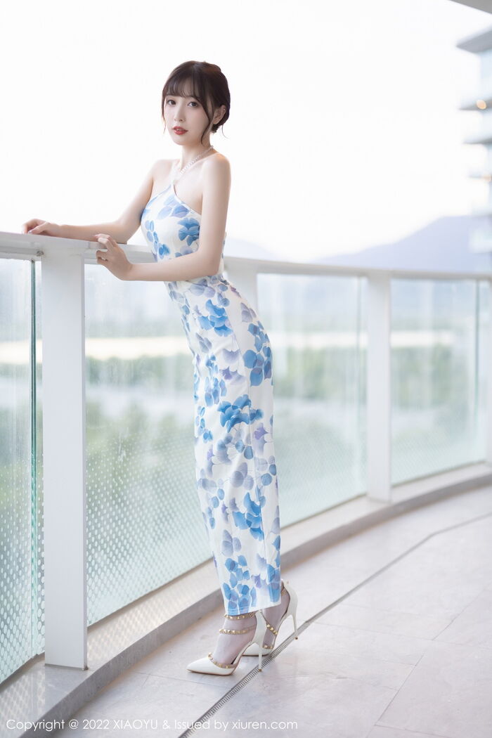[XiaoYu画语界] Vol.877_模特林星阑性感露shoulder带图案连衣短配ultra-thin white 丝袜秀美腿迷人Photo 85P 7th image