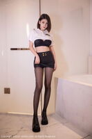 XiuRen 第5815期_模特美羊 erotic uniform主题白上衣配黑短裙露黑色内衣诱惑Photo 79P