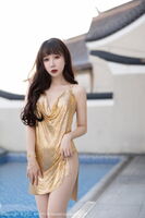 [XiaoYu画语界] Vol.890_ 模特波巧酱swimpond场景拍摄sensibilization金色吊带短裙秀曼妙身体诱惑Photo 78P