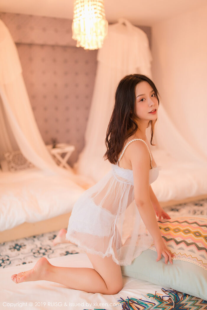 [RUISG瑞丝馆]VOL.081_嫩模木木夕Mmx私房性感白色薄纱内衣秀完美身材诱惑写真46P 15th image