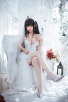 Coser Beauty 仙女月大凤纯白marriage纱主题sexual sensation white thin 纱配白吊袜秀完美身Material诱惑Photo 30P