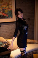 XiuRen第5931期_模特婠婠么性感黑色情趣uniform露豹纹内衣秀绝美身Material诱惑Photo 94P