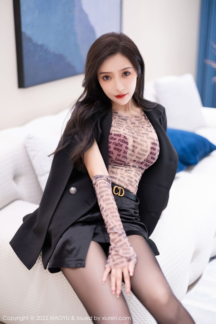 [XiaoYu画语界] Vol.916_ Goddess Wang 馨瑶yanni半脱露轻透服饰配超thin 黑丝秀惹火身品诱惑Photo 93P 22th image