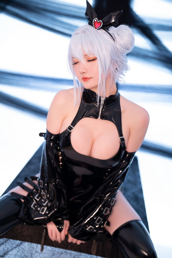 Coser小姐姐星之迟迟水蓝小恶魔主题性感黑色皮质情趣服饰秀翘臀美腿诱惑写真59P 31th image