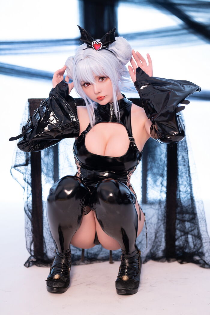 Coser小姐姐星之迟迟水蓝小恶魔主题性感黑色皮质情趣服饰秀翘臀美腿诱惑写真59P 40th image