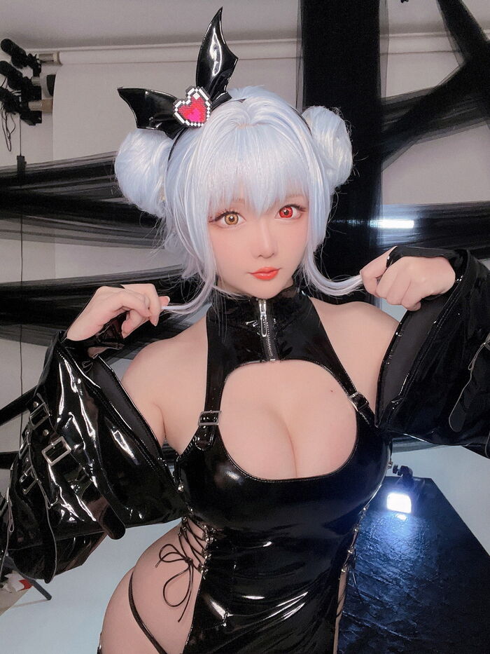 Coser小姐姐星之迟迟水蓝小恶魔主题性感黑色皮质情趣服饰秀翘臀美腿诱惑写真59P 45th image