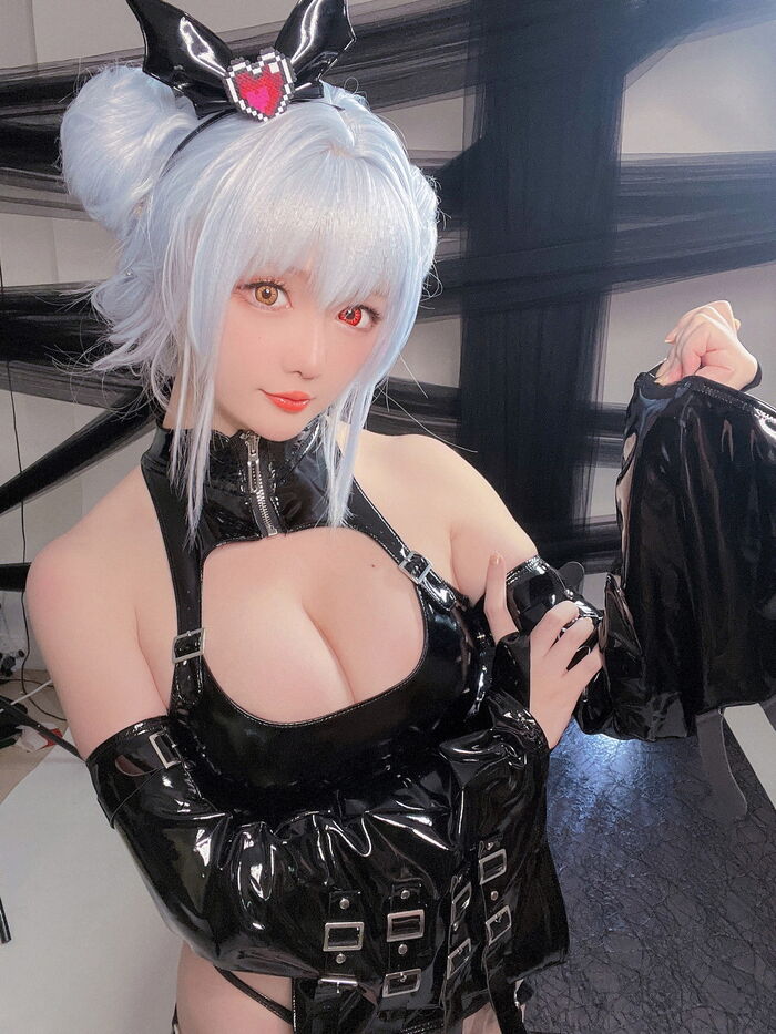 Coser小姐姐星之迟迟水蓝小恶魔主题性感黑色皮质情趣服饰秀翘臀美腿诱惑写真59P 46th image