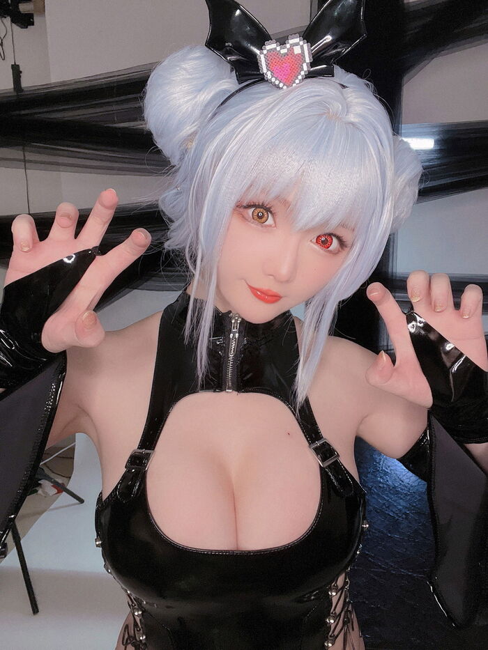 Coser小姐姐星之迟迟水蓝小恶魔主题性感黑色皮质情趣服饰秀翘臀美腿诱惑写真59P 48th image