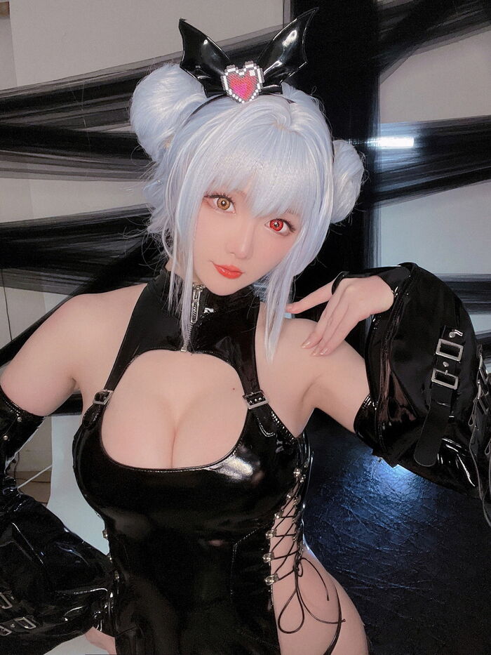 Coser小姐姐星之迟迟水蓝小恶魔主题性感黑色皮质情趣服饰秀翘臀美腿诱惑写真59P 51th image