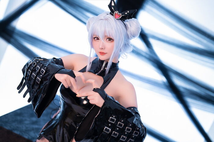 Coser小姐姐星之迟迟水蓝小恶魔主题性感黑色皮质情趣服饰秀翘臀美腿诱惑写真59P 6th image