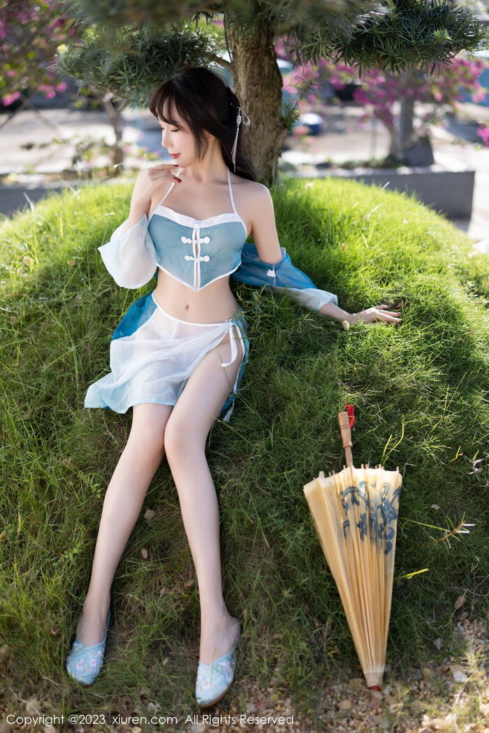 XiuRen第6076期_模特波巧酱海南岛旅拍性感蓝色轻透薄纱服秀曼妙身姿诱惑写真81P 4th image