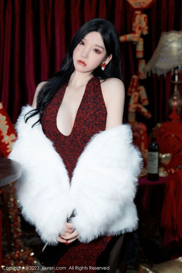 XiuRen 第6174位_Goddess 周于希 Sally 新春主题低chest服饰配ultrathin 黑丝秀完美身Material诱惑Photo 85P 12th image